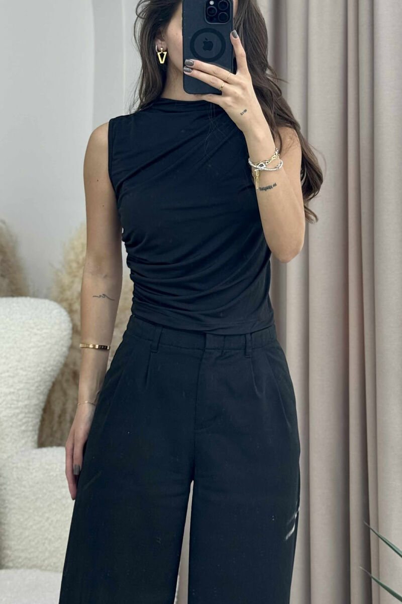 ONE COLOR SIMPLE WOMEN TANK TOP BLACK/ E ZEZE - 2