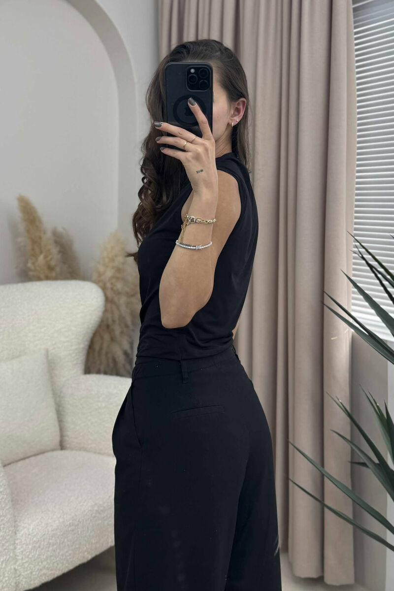 ONE COLOR SIMPLE WOMEN TANK TOP BLACK/ E ZEZE - 3