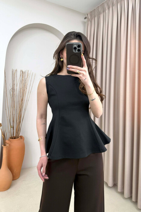 ONE COLOR SIMPLE WOMEN TANK TOP BLACK/ E ZEZE - 4