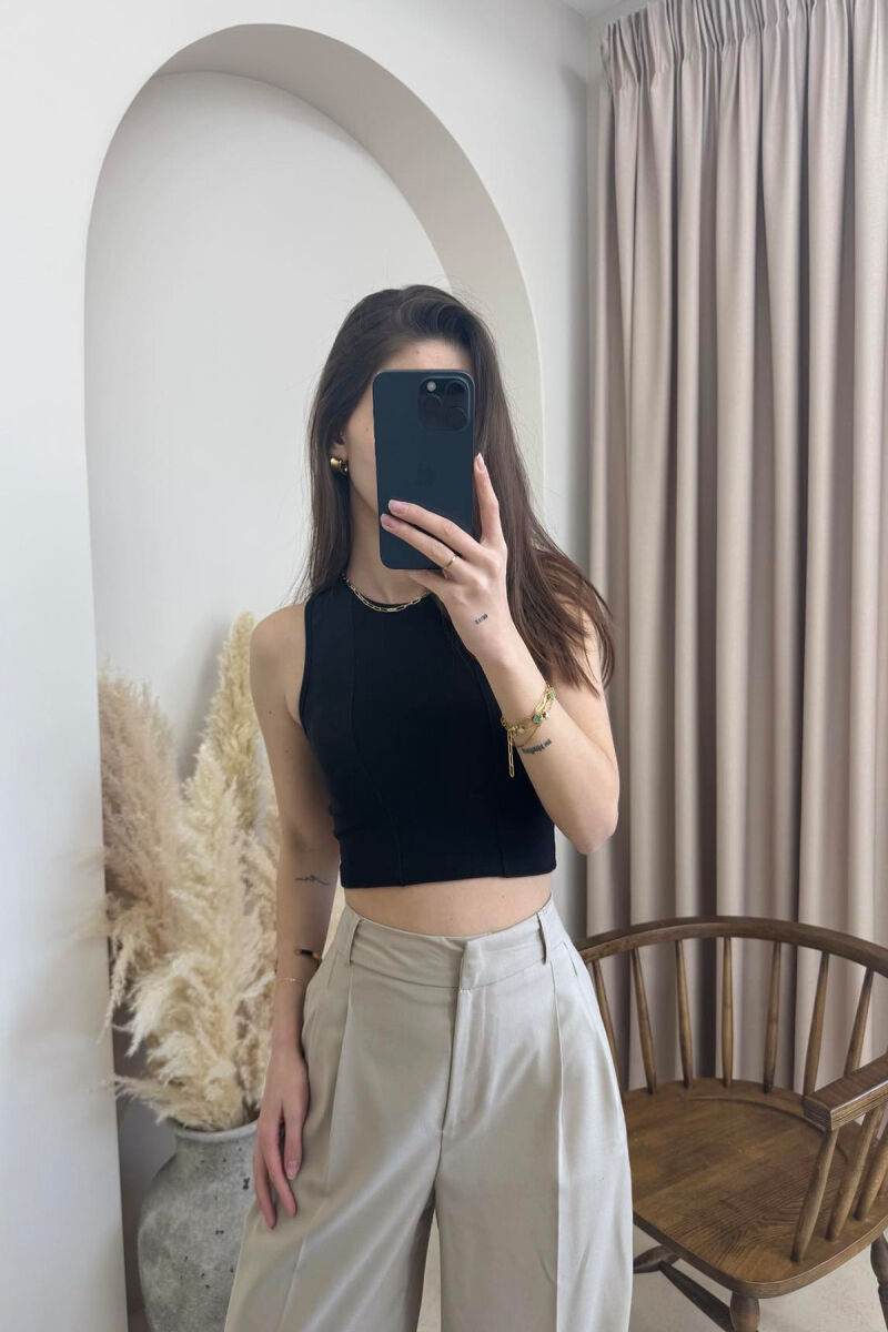 ONE COLOR SIMPLE WOMEN TANK TOP BLACK/ E ZEZE - 3