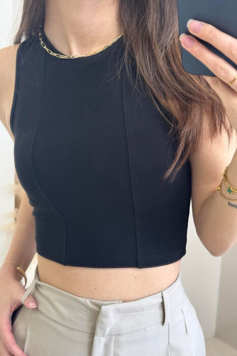 ONE COLOR SIMPLE WOMEN TANK TOP BLACK/ E ZEZE - 5