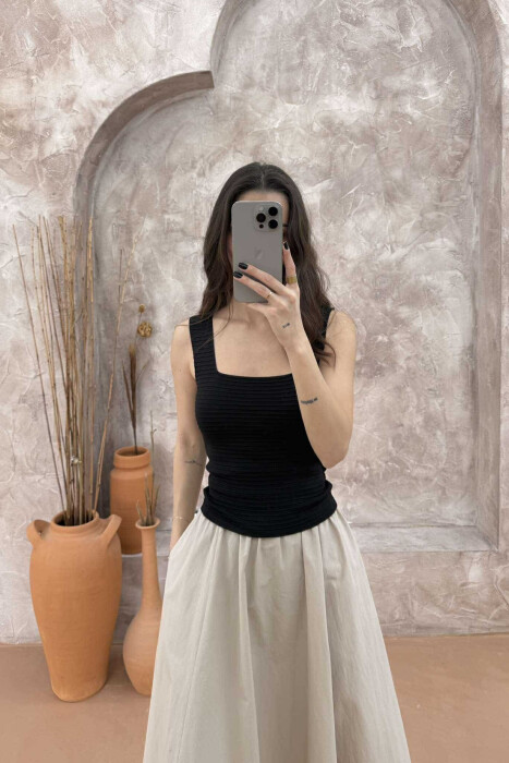 ONE COLOR SIMPLE WOMEN TANK TOP BLACK/ E ZEZE 