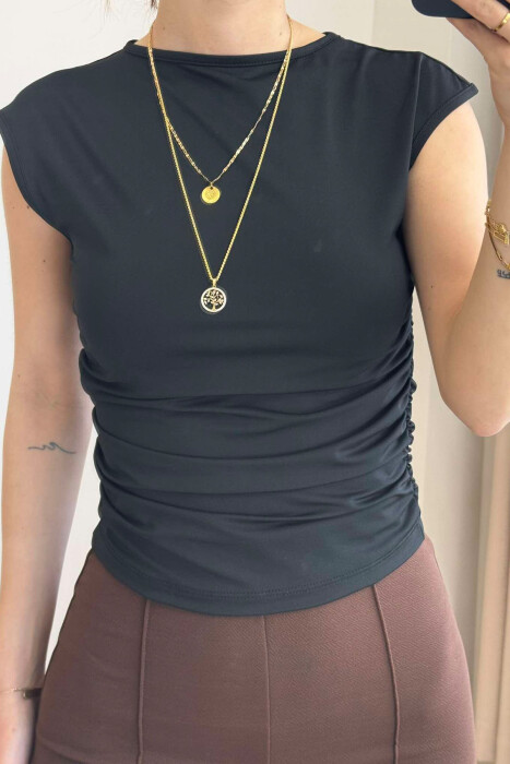 ONE COLOR SIMPLE WOMEN TANK TOP BLACK/ E ZEZE 
