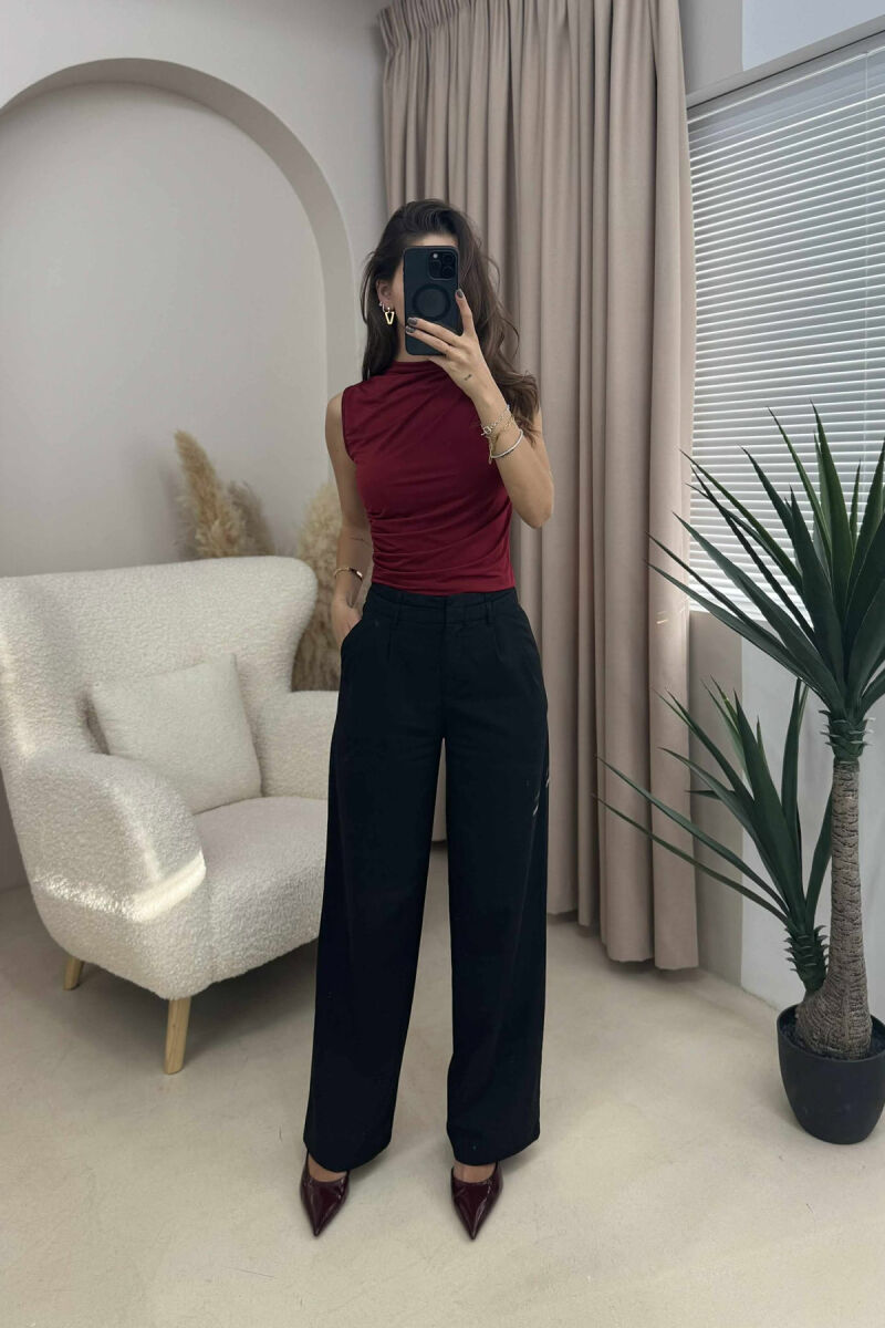 ONE COLOR SIMPLE WOMEN TANK TOP BURGUNDY/VISHNJE - 1