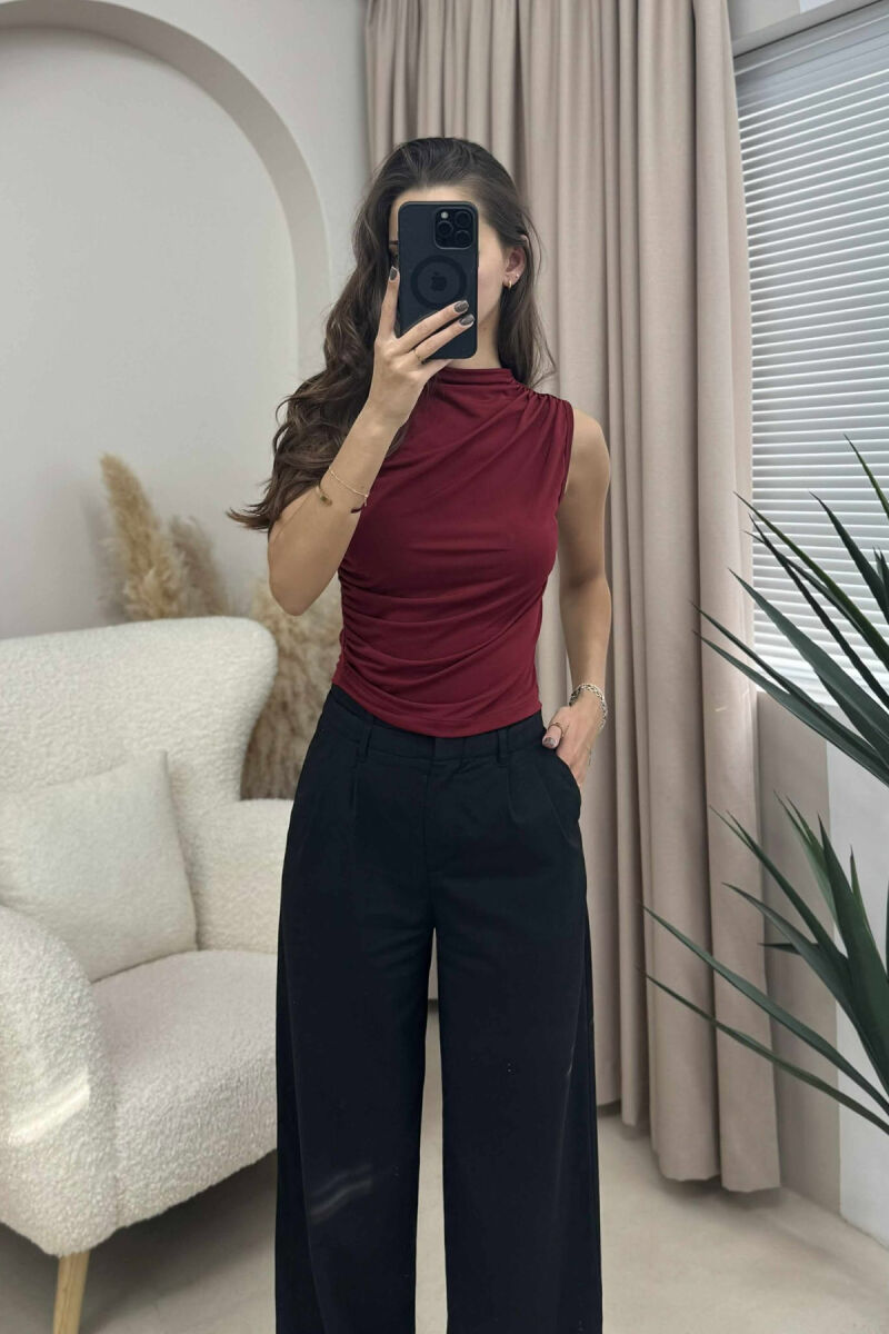 ONE COLOR SIMPLE WOMEN TANK TOP BURGUNDY/VISHNJE - 4