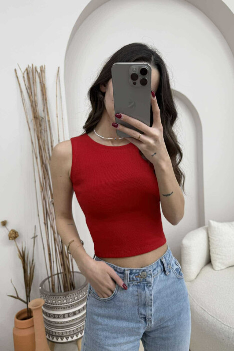 ONE COLOR SIMPLE WOMEN TANK TOP BURGUNDY/VISHNJE 