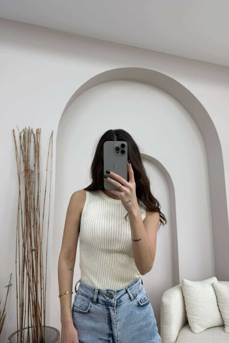 ONE COLOR SIMPLE WOMEN TANK TOP CREAM/KREM - 1