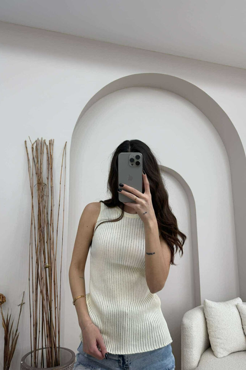 ONE COLOR SIMPLE WOMEN TANK TOP CREAM/KREM - 2