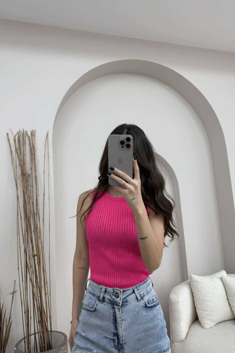 ONE COLOR SIMPLE WOMEN TANK TOP FUCHSIA/CIKLAMI 