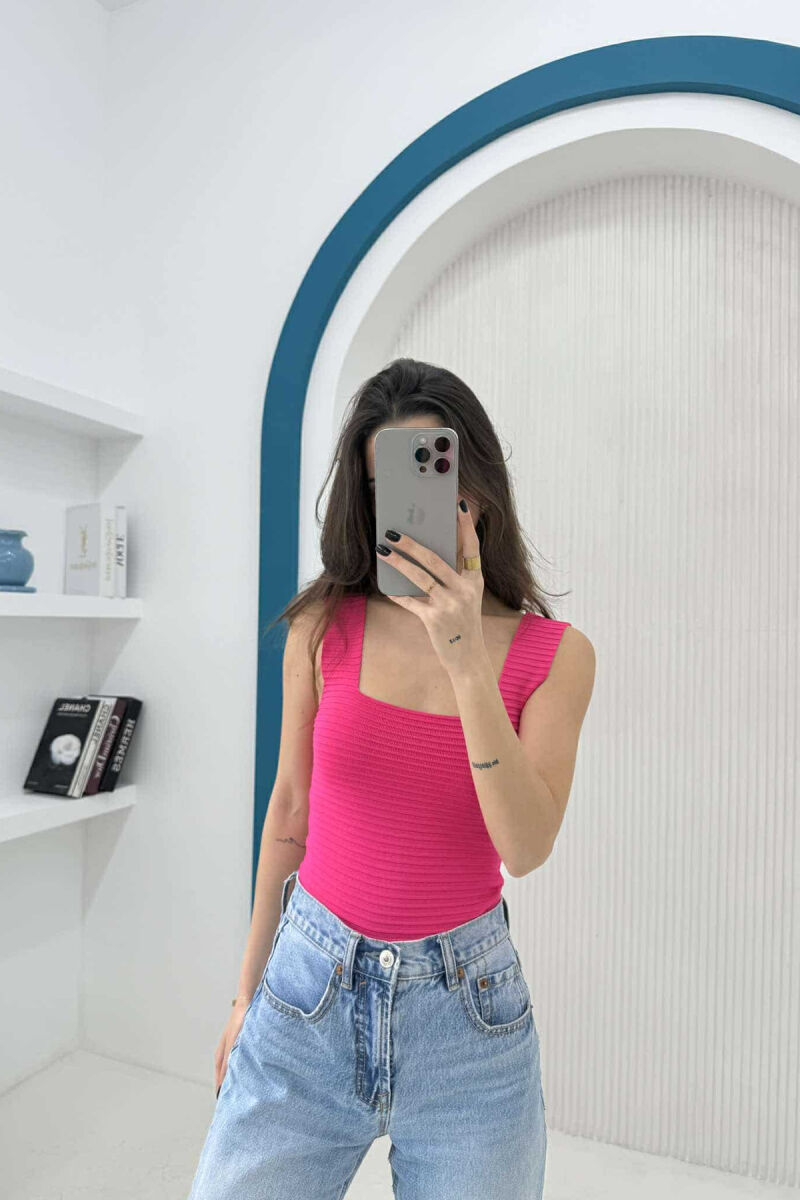 ONE COLOR SIMPLE WOMEN TANK TOP FUCHSIA/CIKLAMI - 2