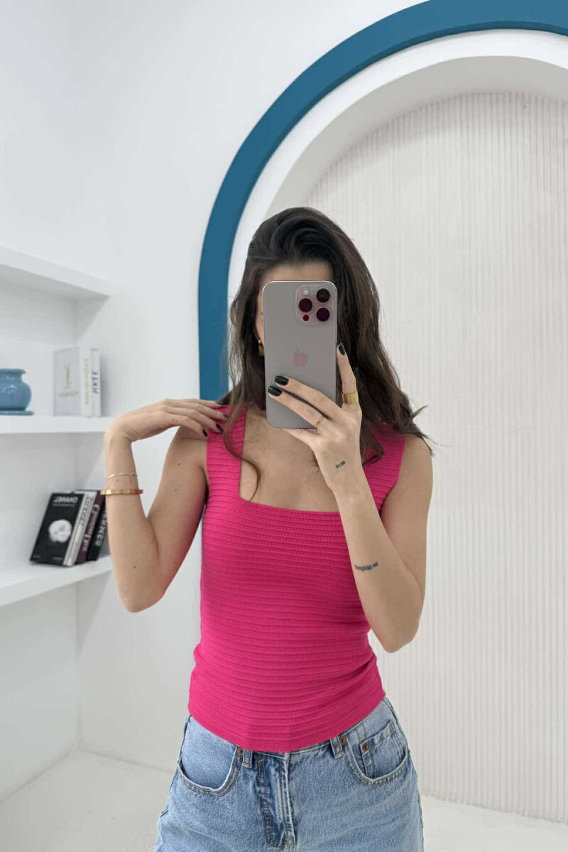 ONE COLOR SIMPLE WOMEN TANK TOP FUCHSIA/CIKLAMI - 3