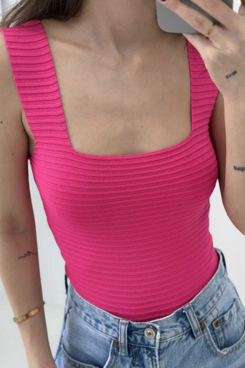 ONE COLOR SIMPLE WOMEN TANK TOP FUCHSIA/CIKLAMI - 4