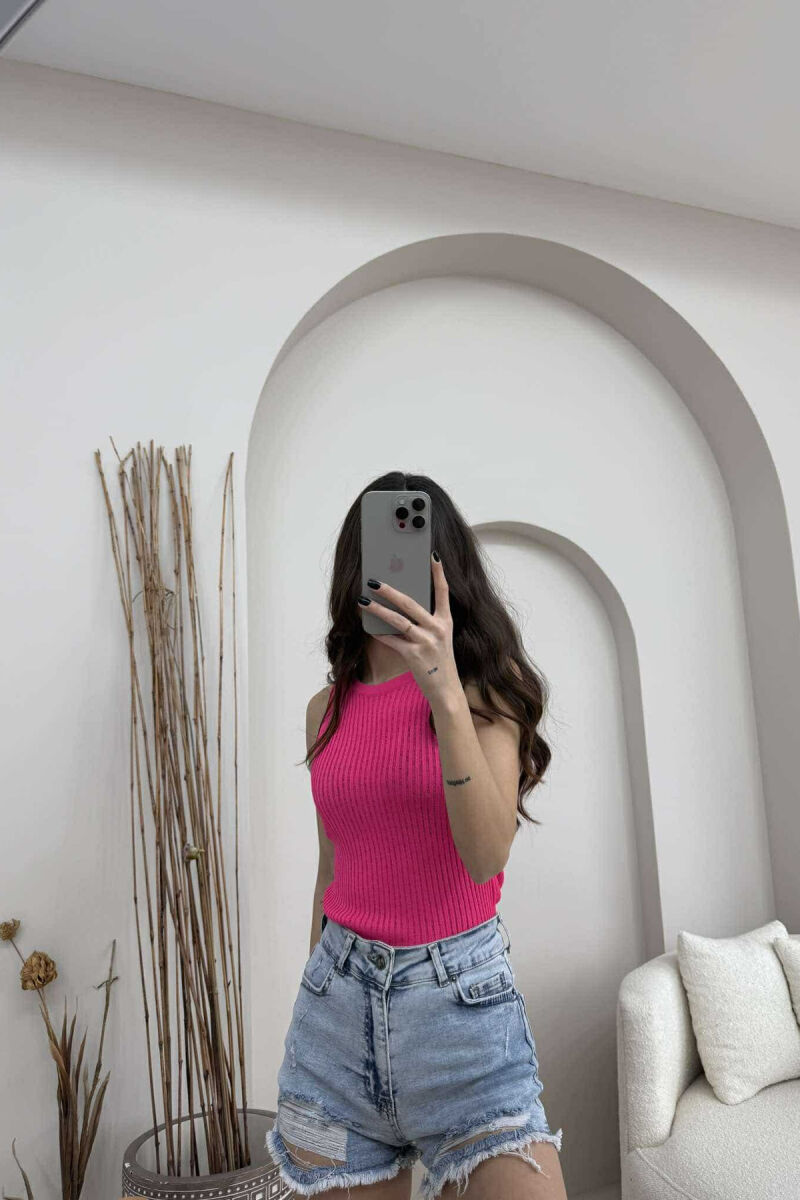 ONE COLOR SIMPLE WOMEN TANK TOP FUCHSIA/CIKLAMI - 2