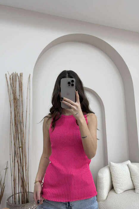 ONE COLOR SIMPLE WOMEN TANK TOP FUCHSIA/CIKLAMI - 3