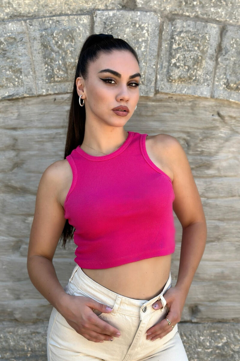 ONE COLOR SIMPLE WOMEN TANK TOP FUCHSIA/CIKLAMI - 2