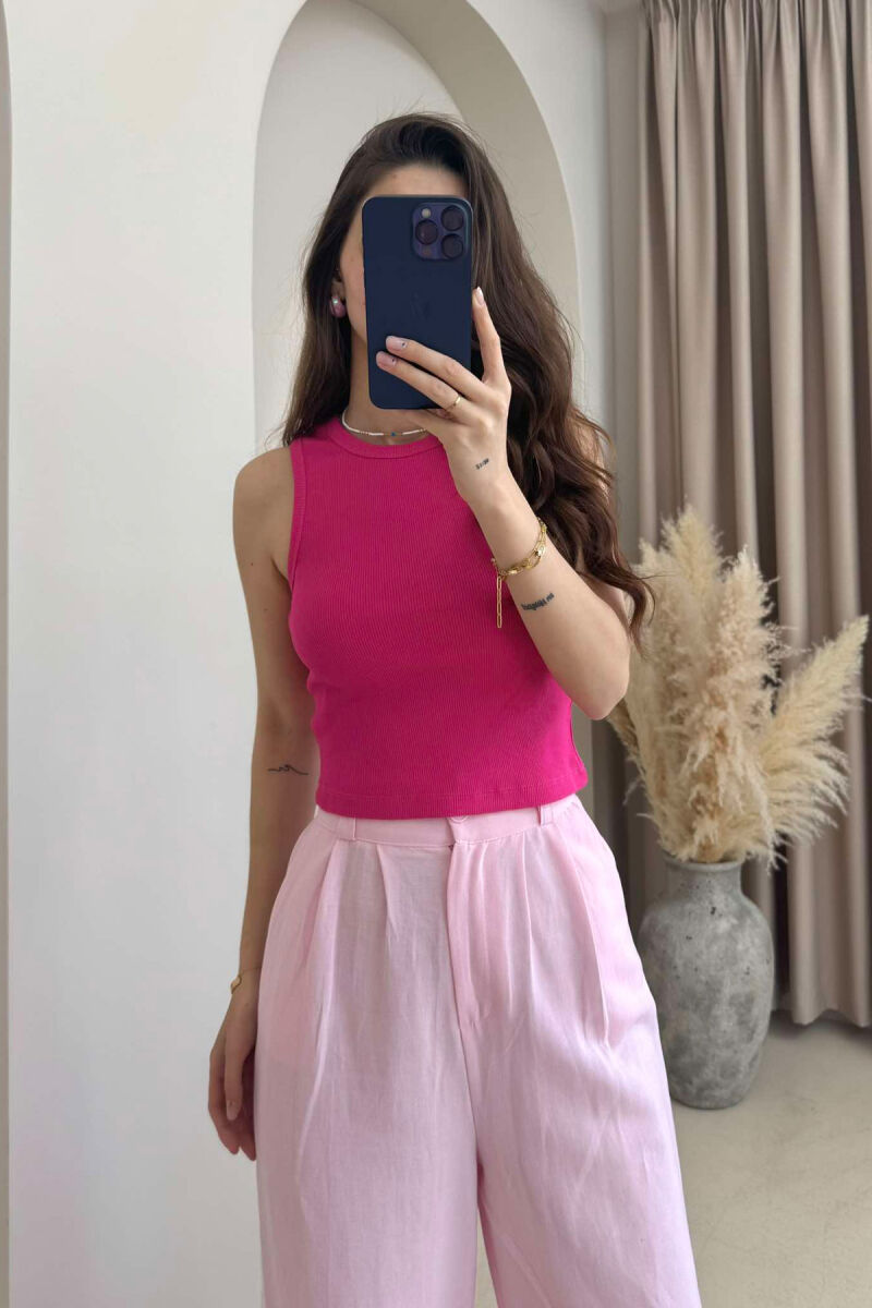 ONE COLOR SIMPLE WOMEN TANK TOP FUCHSIA/CIKLAMI - 1