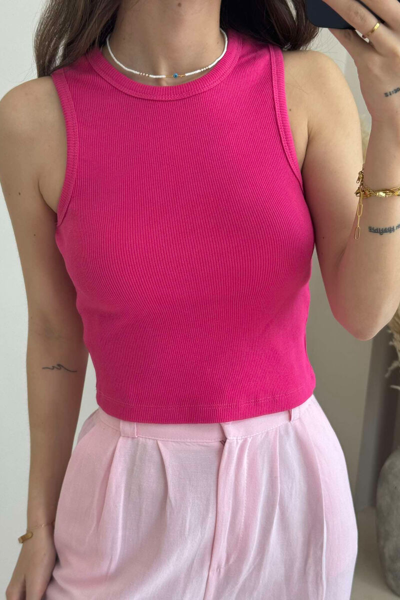 ONE COLOR SIMPLE WOMEN TANK TOP FUCHSIA/CIKLAMI - 2