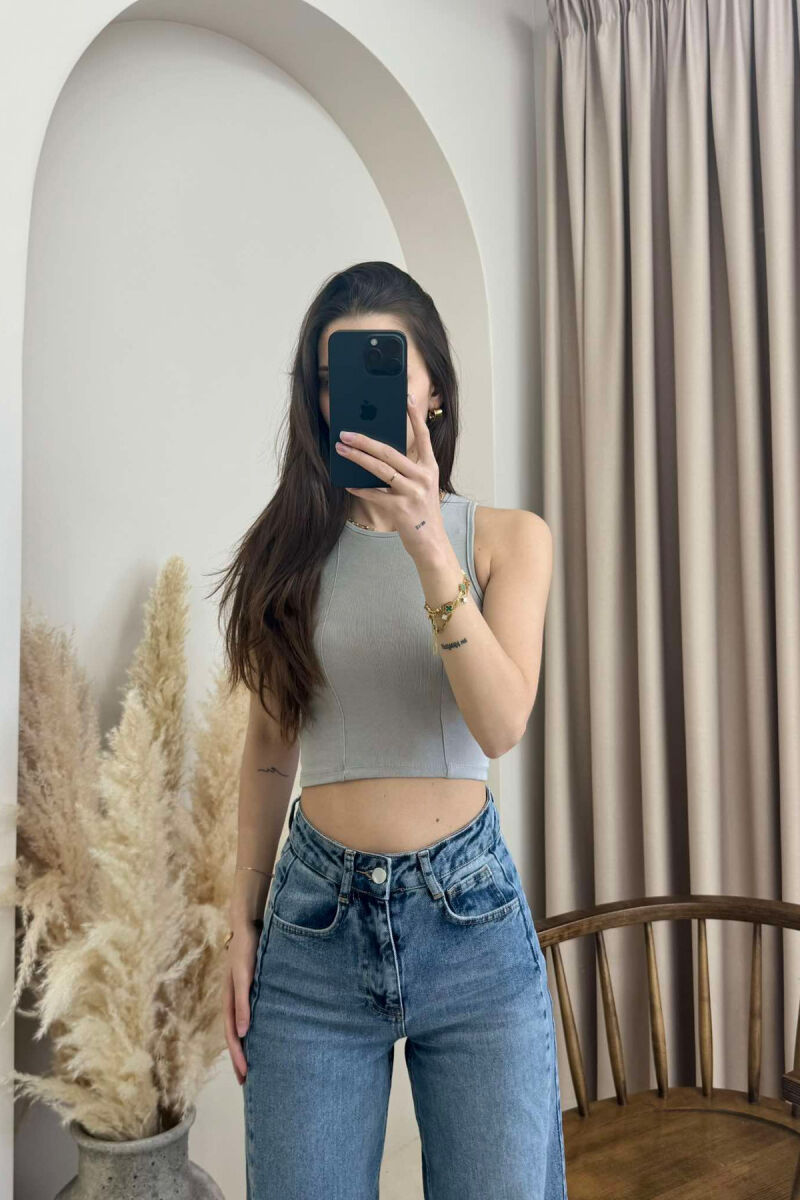 ONE COLOR SIMPLE WOMEN TANK TOP GREY/GRI - 1