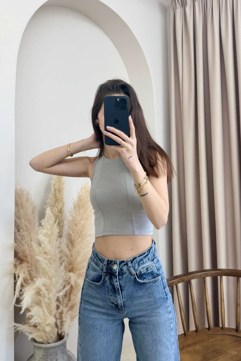 ONE COLOR SIMPLE WOMEN TANK TOP GREY/GRI - 2