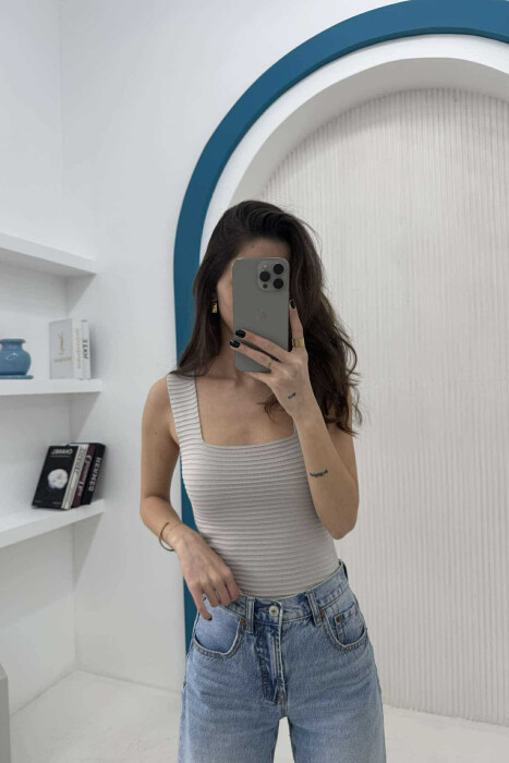 ONE COLOR SIMPLE WOMEN TANK TOP LIGHT GREY/GZ 