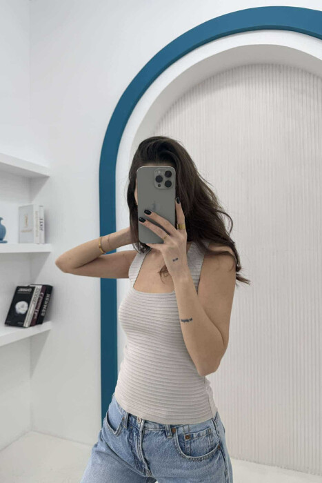 ONE COLOR SIMPLE WOMEN TANK TOP LIGHT GREY/GZ - 2