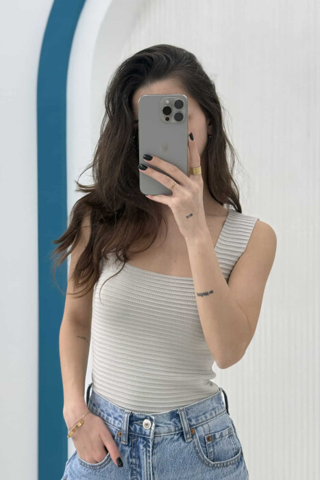 ONE COLOR SIMPLE WOMEN TANK TOP LIGHT GREY/GZ - 3