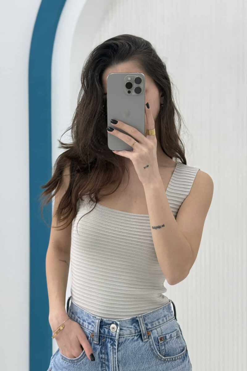 ONE COLOR SIMPLE WOMEN TANK TOP LIGHT GREY/GZ - 3