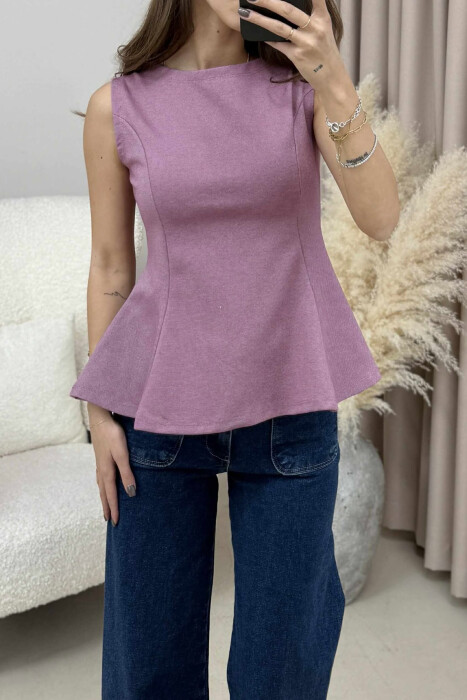 KANATIERE E THJESHTË NJË NGJYRËSHE PËR FEMRA NË NGJYRË LEJLA TË ZBARDHUR - KLAUDIO FASHION