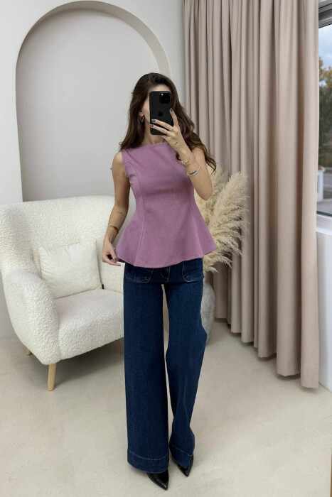 ONE COLOR SIMPLE WOMEN TANK TOP LIGHT PURPLE/LEZB - KLAUDIO FASHION