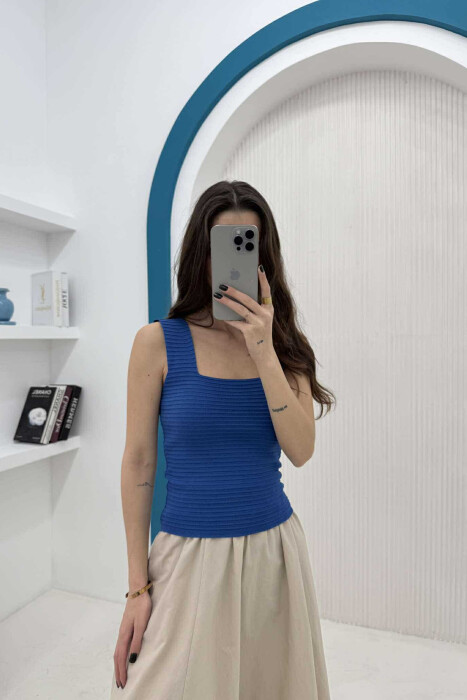 ONE COLOR SIMPLE WOMEN TANK TOP LIGHTBLUE/BZ - 1