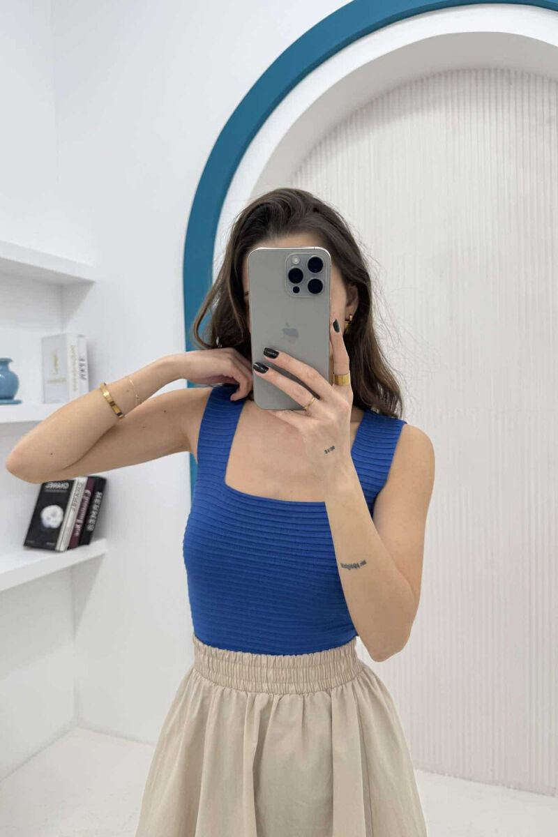 ONE COLOR SIMPLE WOMEN TANK TOP LIGHTBLUE/BZ - 3