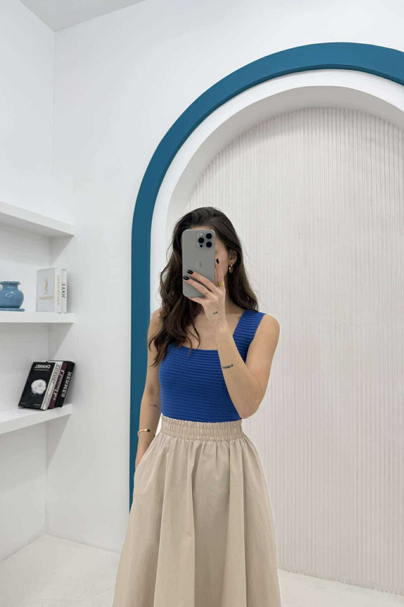 ONE COLOR SIMPLE WOMEN TANK TOP LIGHTBLUE/BZ - 4