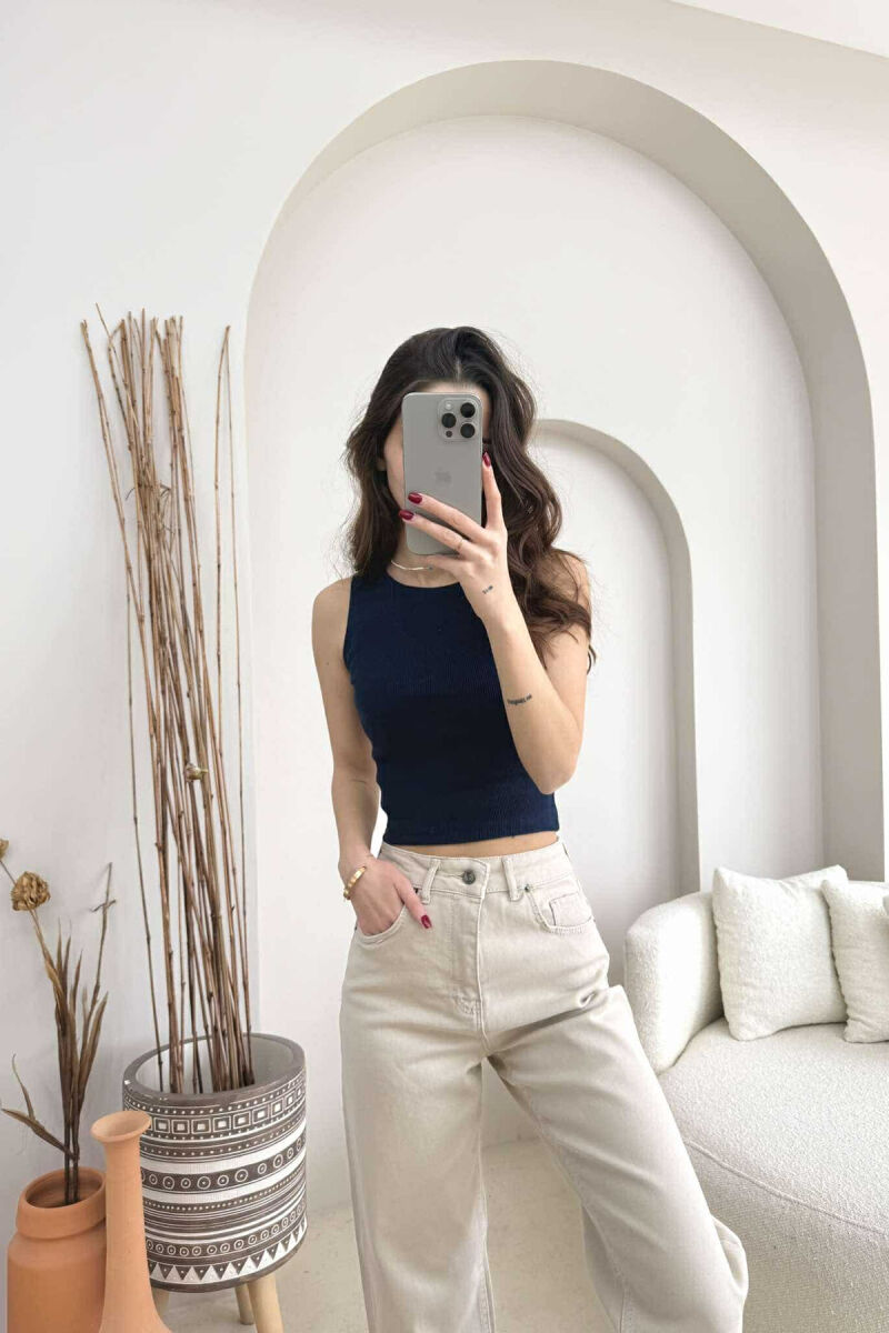 ONE COLOR SIMPLE WOMEN TANK TOP MIDNIGHT BLUE/BLU MESNATE - 4