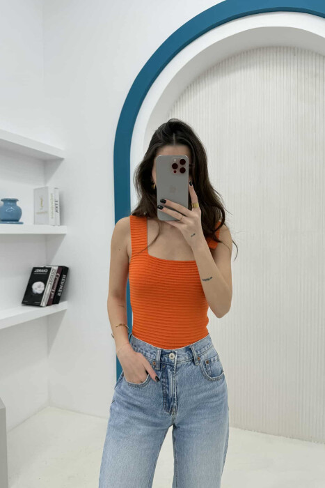 ONE COLOR SIMPLE WOMEN TANK TOP ORANGE/PORTOKALLI 