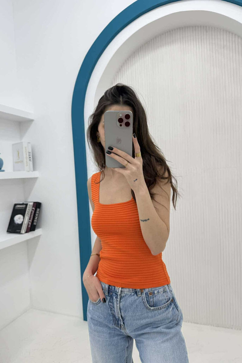 ONE COLOR SIMPLE WOMEN TANK TOP ORANGE/PORTOKALLI - 2