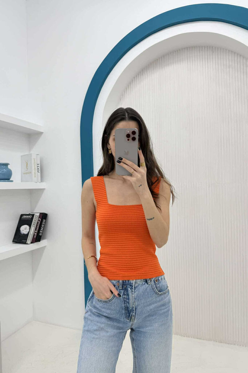 ONE COLOR SIMPLE WOMEN TANK TOP ORANGE/PORTOKALLI - 4