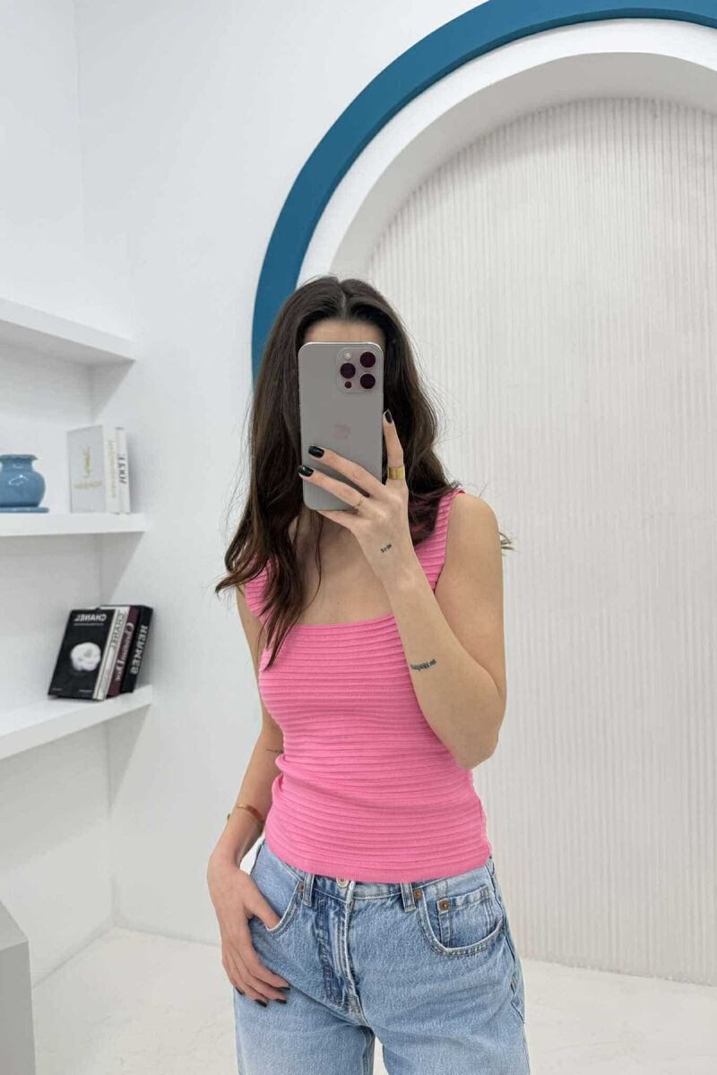 ONE COLOR SIMPLE WOMEN TANK TOP PINK/ROZE - 4