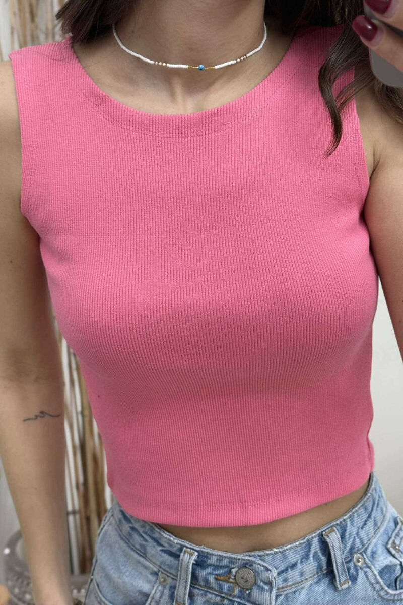 ONE COLOR SIMPLE WOMEN TANK TOP PINK/ROZE - 4