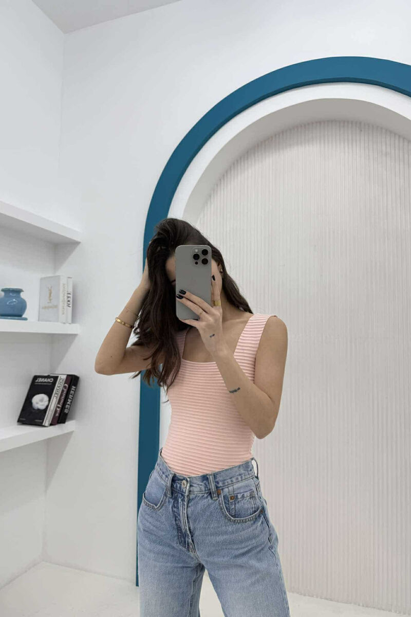 ONE COLOR SIMPLE WOMEN TANK TOP POWDER/PUDER - 4