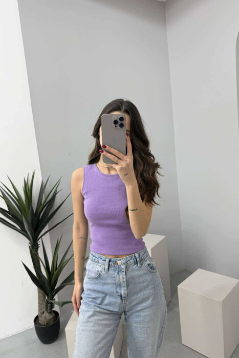 ONE COLOR SIMPLE WOMEN TANK TOP PURPLE/LEJLA 