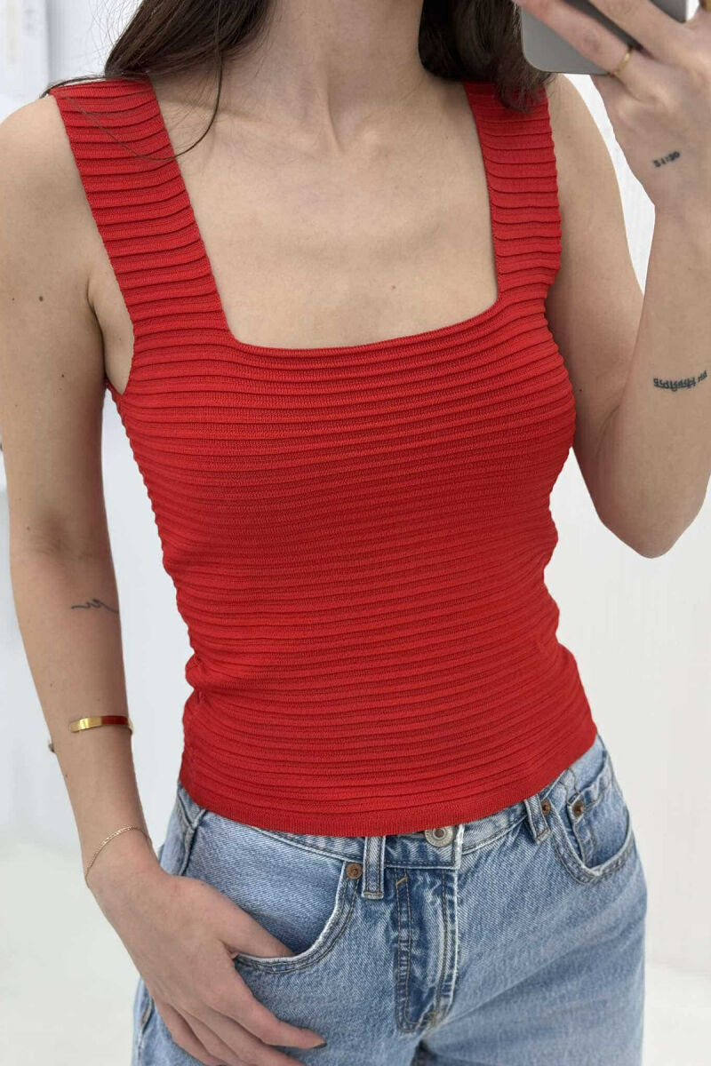 ONE COLOR SIMPLE WOMEN TANK TOP RED/E KUQE - 2