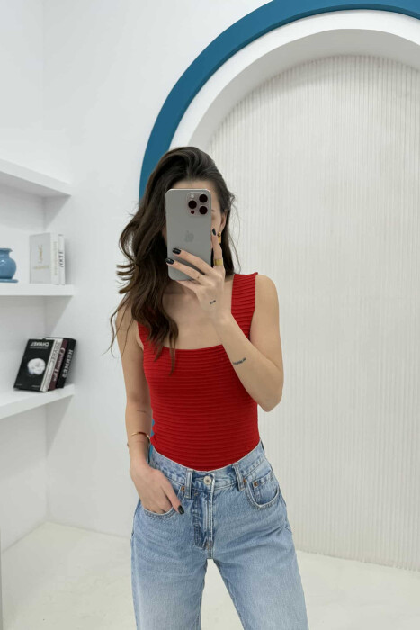 ONE COLOR SIMPLE WOMEN TANK TOP RED/E KUQE - 4