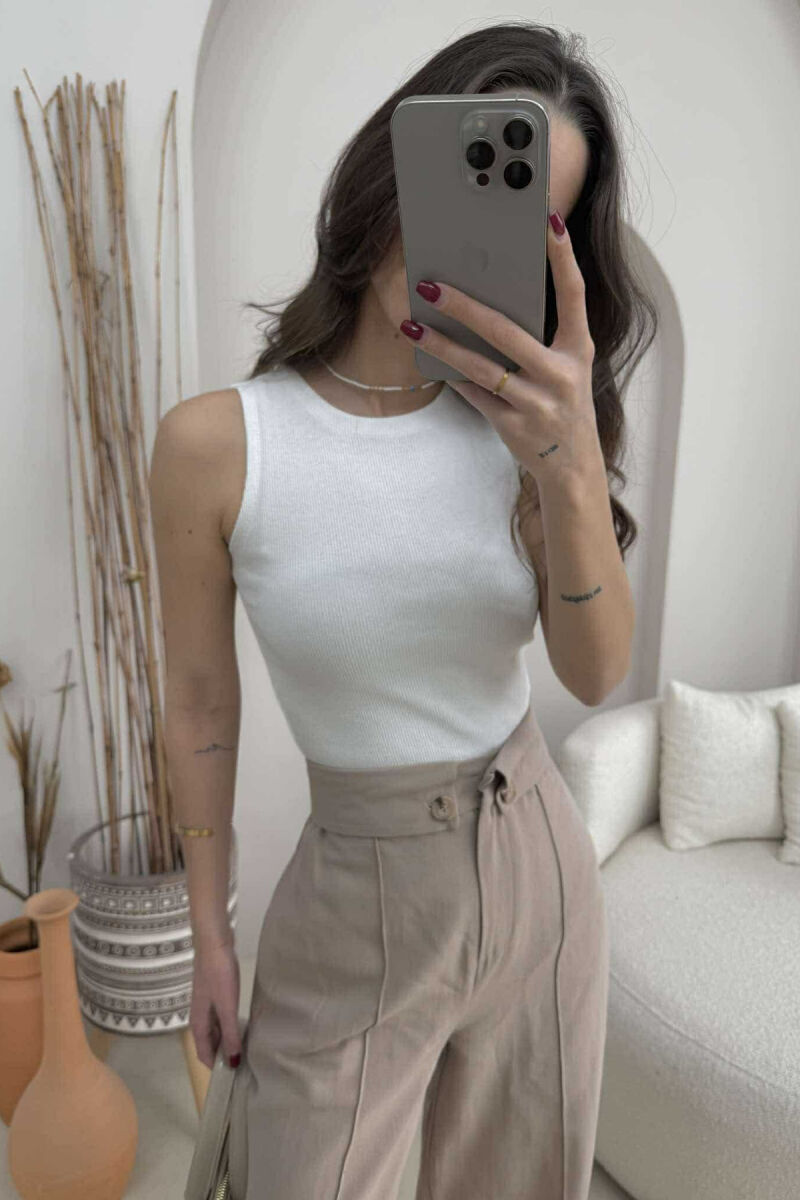 ONE COLOR SIMPLE WOMEN TANK TOP WHITE-E BARDHE - 2