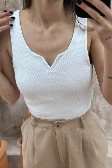 ONE COLOR SIMPLE WOMEN TANK TOP WHITE-E BARDHE - 2
