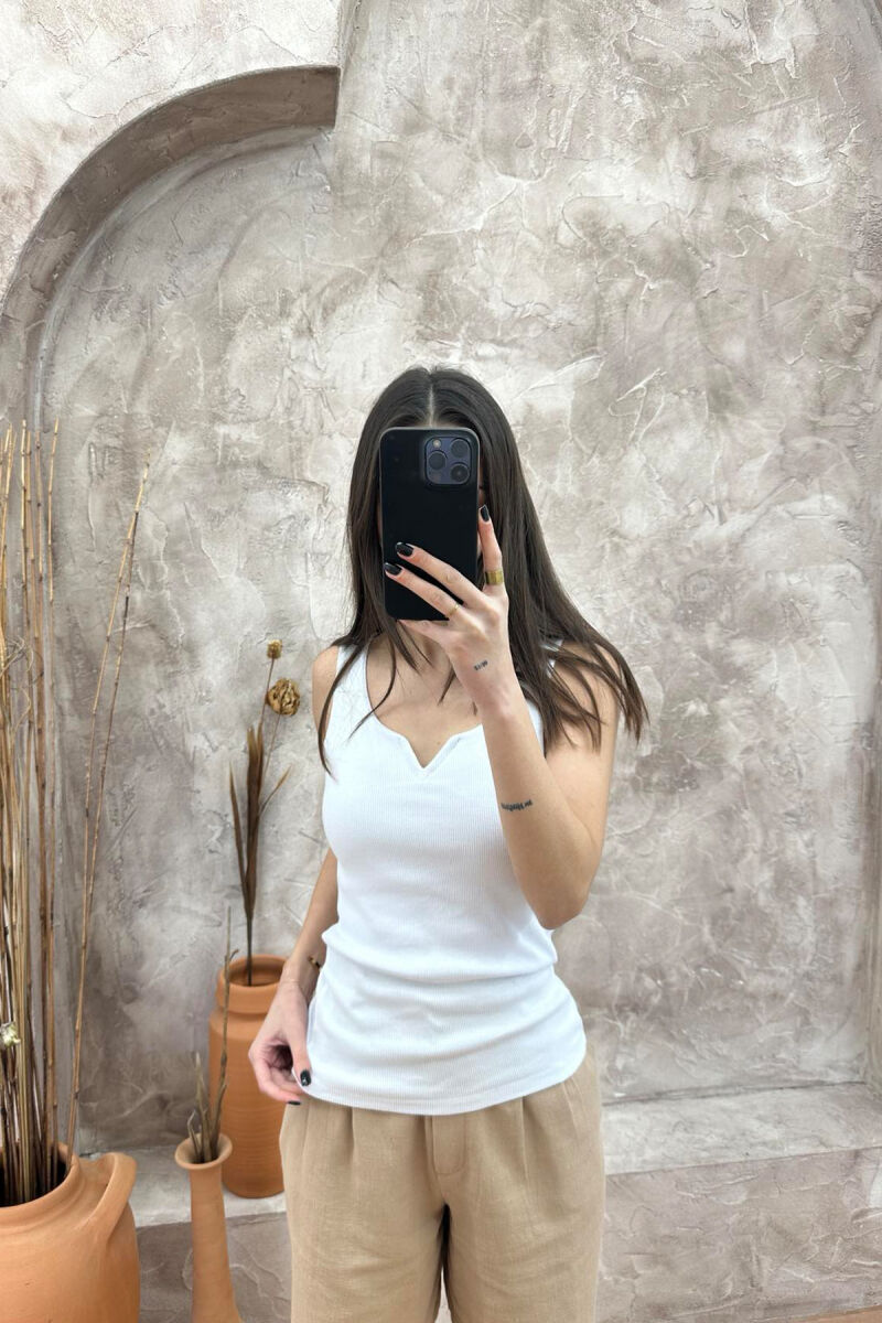 ONE COLOR SIMPLE WOMEN TANK TOP WHITE-E BARDHE - 3