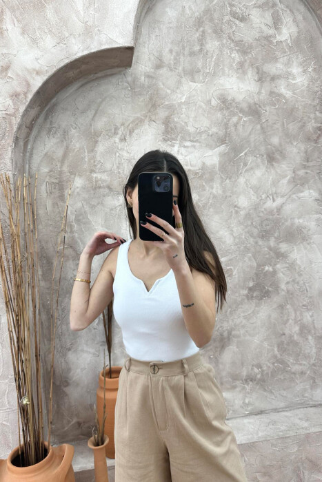 ONE COLOR SIMPLE WOMEN TANK TOP WHITE-E BARDHE - 4