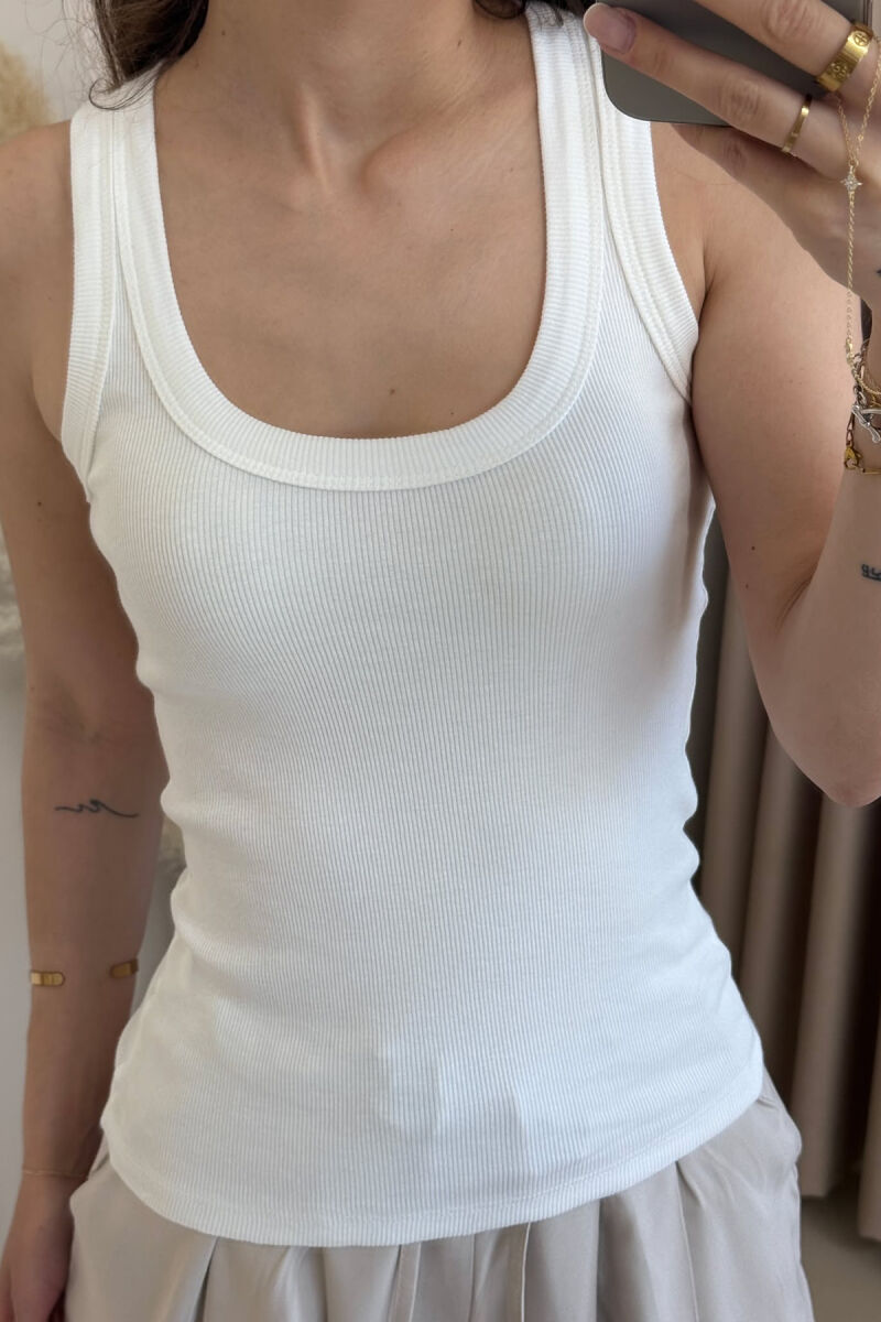 ONE COLOR SIMPLE WOMEN TANK TOP WHITE-E BARDHE - 4