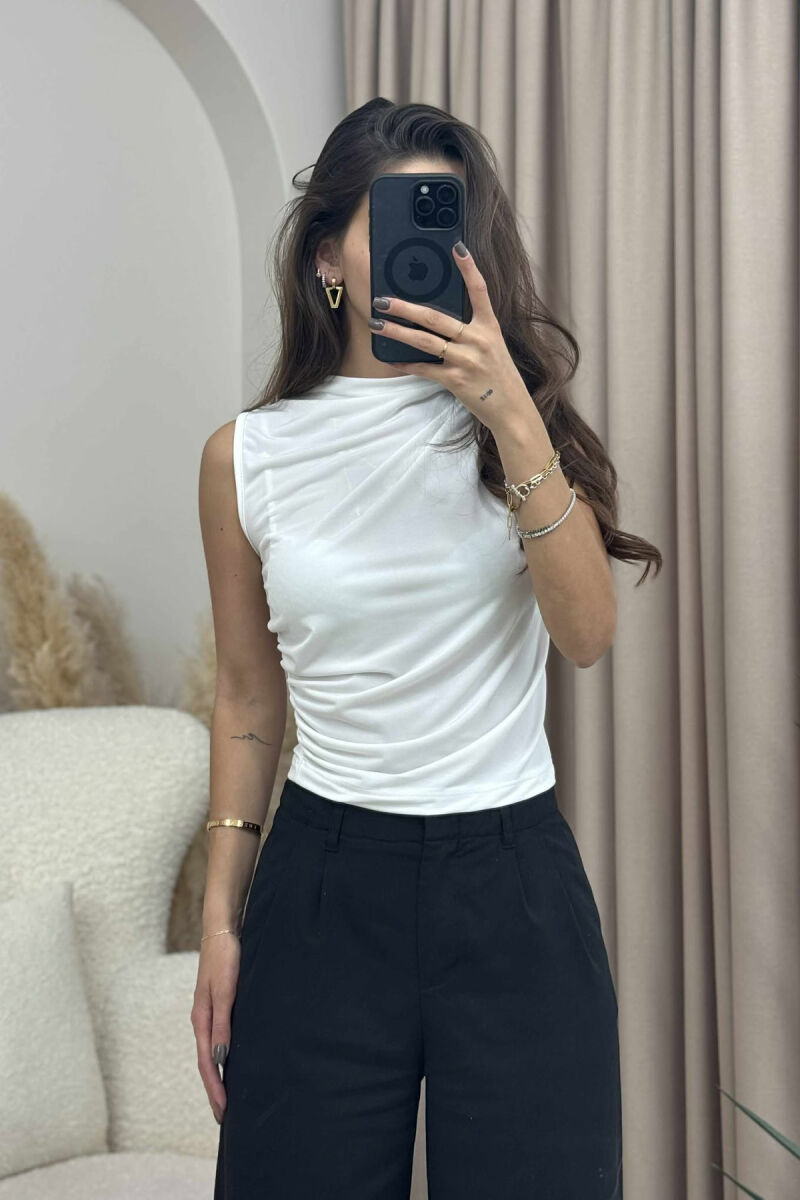 ONE COLOR SIMPLE WOMEN TANK TOP WHITE-E BARDHE - 2