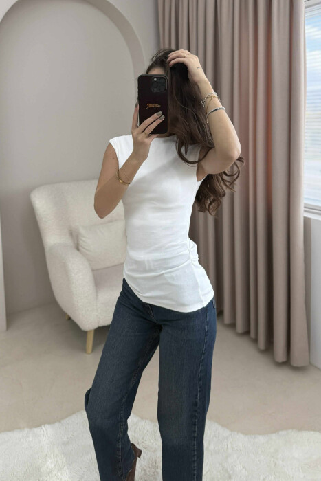 ONE COLOR SIMPLE WOMEN TANK TOP WHITE-E BARDHE - 4