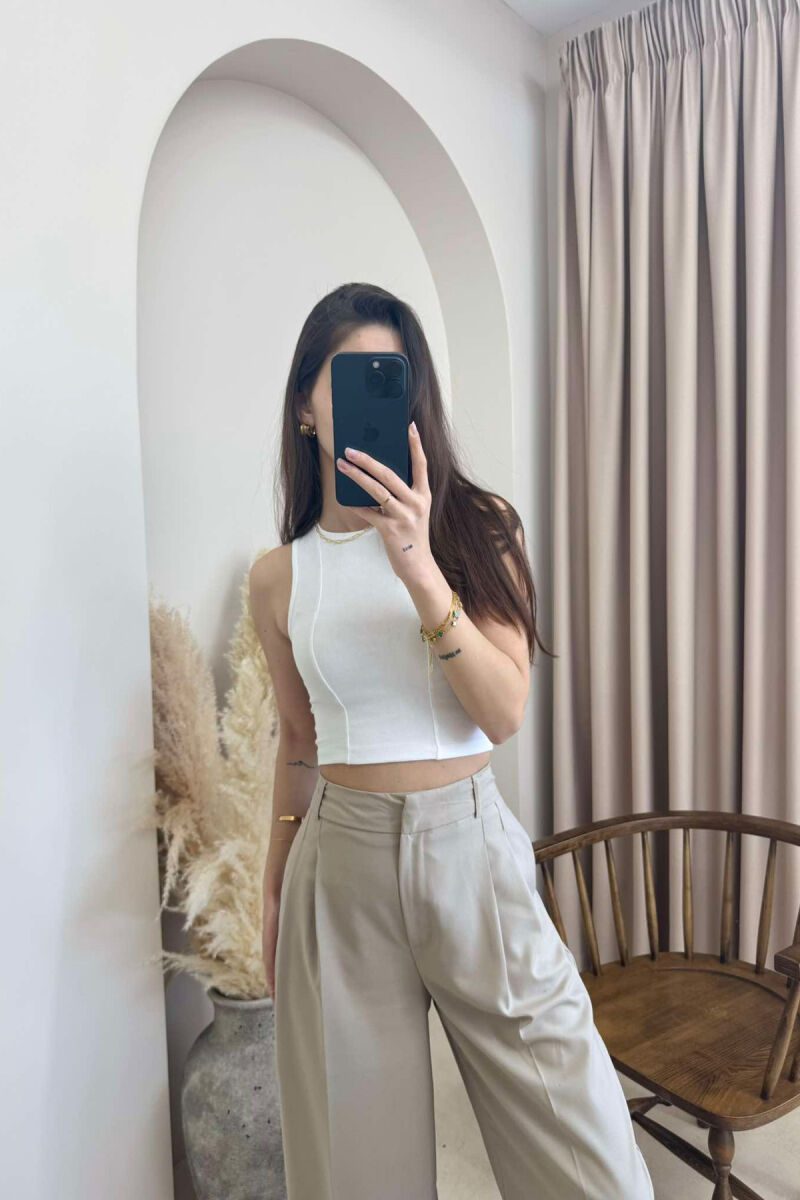 ONE COLOR SIMPLE WOMEN TANK TOP WHITE-E BARDHE - 1